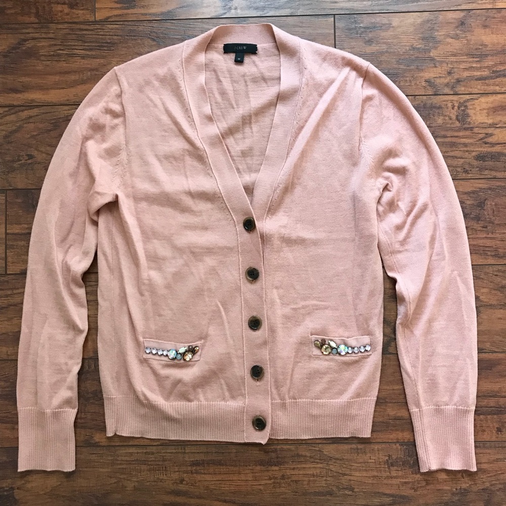 J. Crew Pink Cardigan with Jewel Pockets